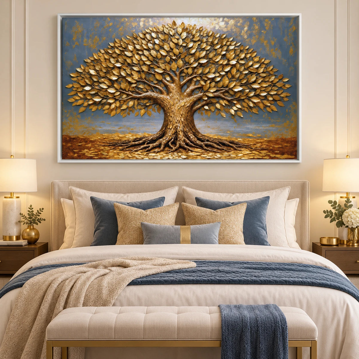 Décoration murale arbre de vie aux nuances dorées