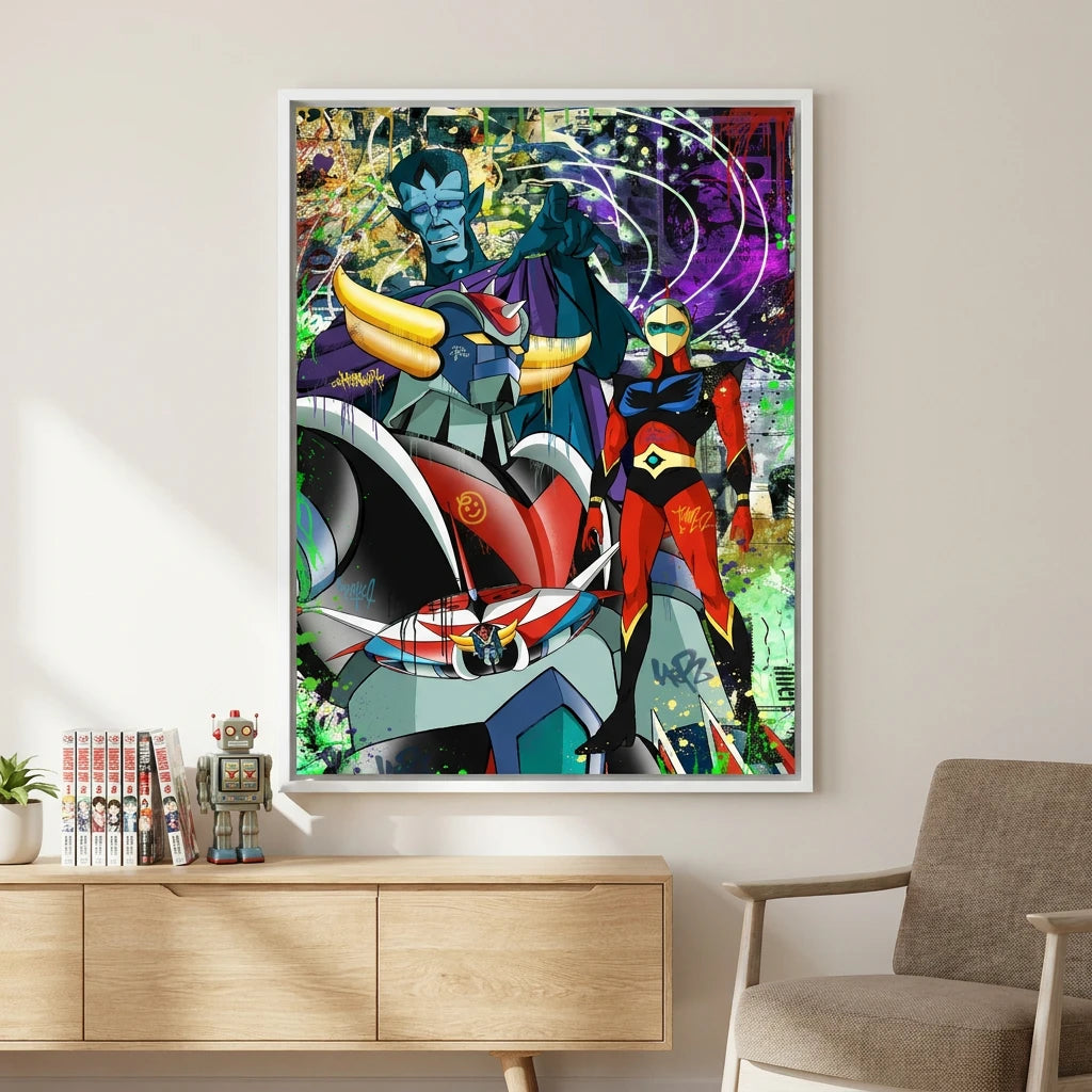 Décoration murale geek Goldorak avec couleurs vives