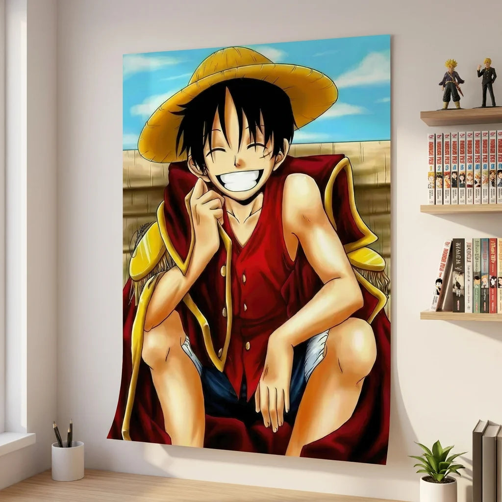Décoration murale manga avec Luffy souriant