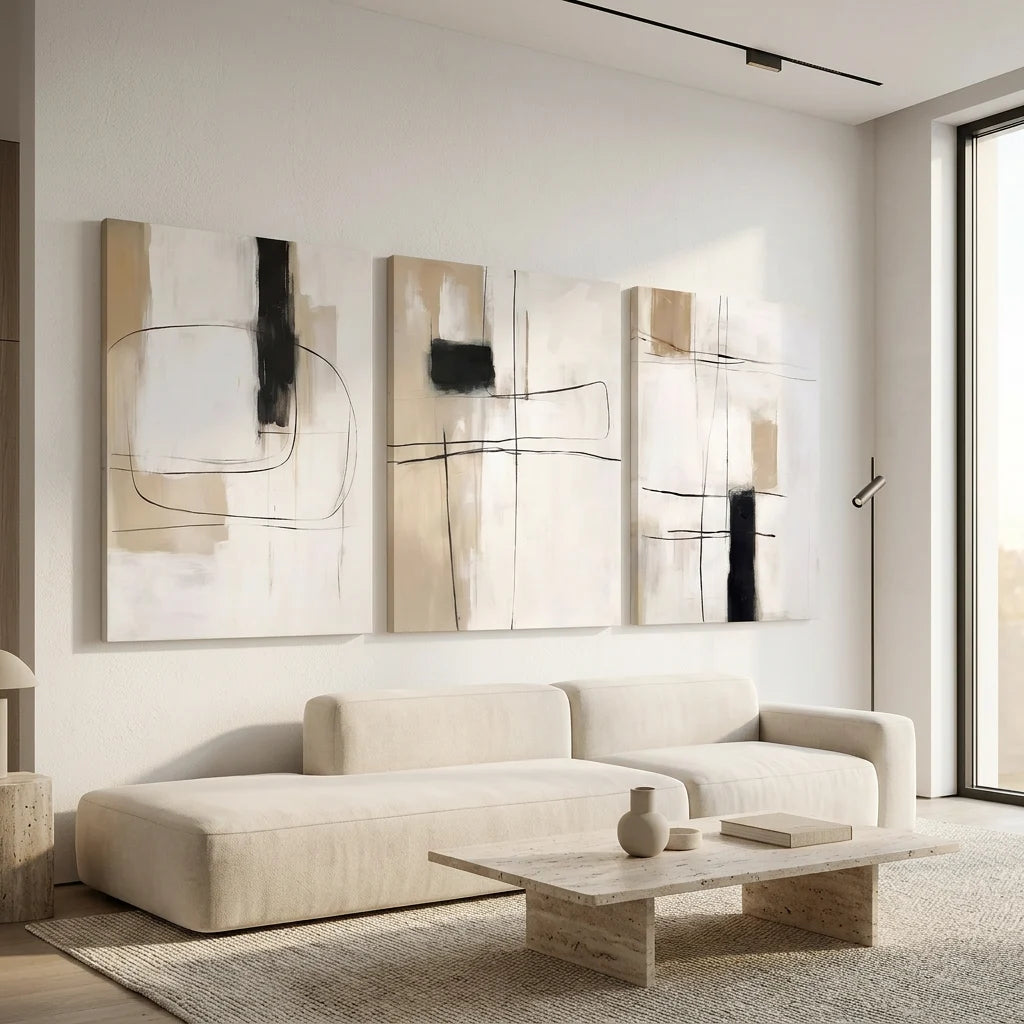 Décoration murale minimaliste chic avec lignes abstraites contemporaines