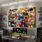 Décoration murale pop culture avec super héros et mangas rétro
