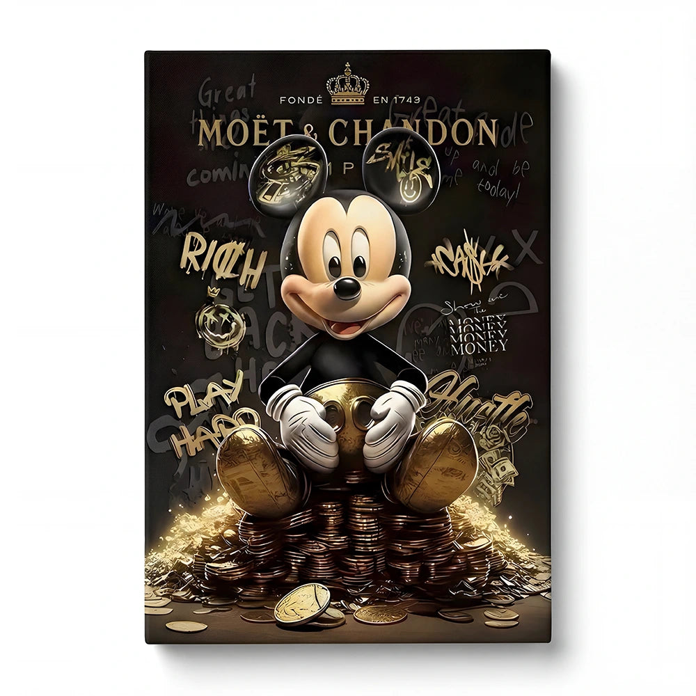 Décoration murale street art Mickey style luxe moderne