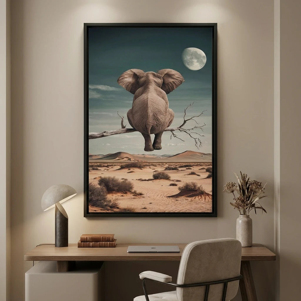Tableau Éléphant Rêve Lunaire - Tableau Animaux