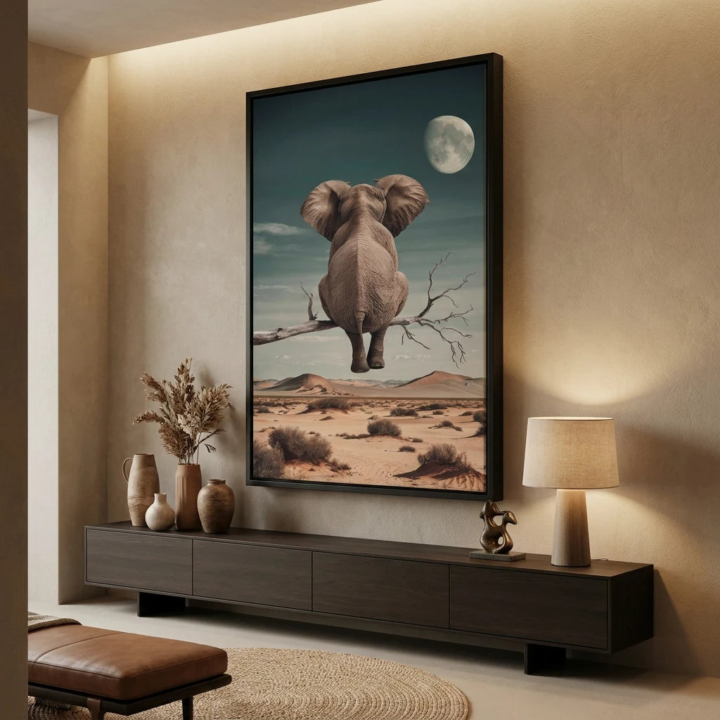 Tableau Éléphant Rêve Lunaire - Tableau Animaux