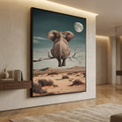 Tableau Éléphant Rêve Lunaire - 40x60cm / Cadre Noir - Tableau Animaux