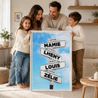 Grand tableau personnalisé Prénoms Intersection dans un salon moderne