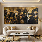 Tableau Contemporain Visages – Style Noir & Or - Tableau Contemporain