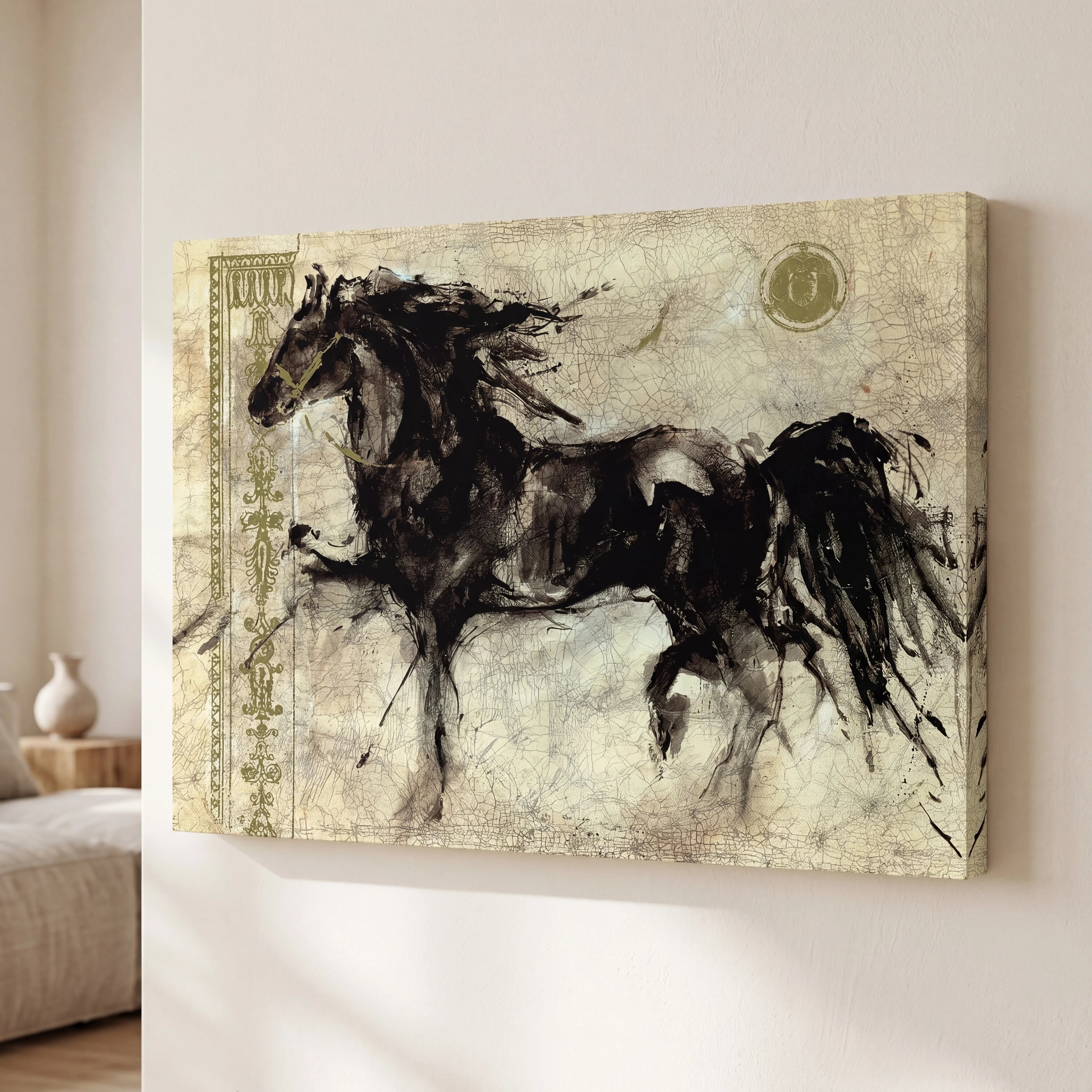 Illustration artistique cheval noir moderne et élégant