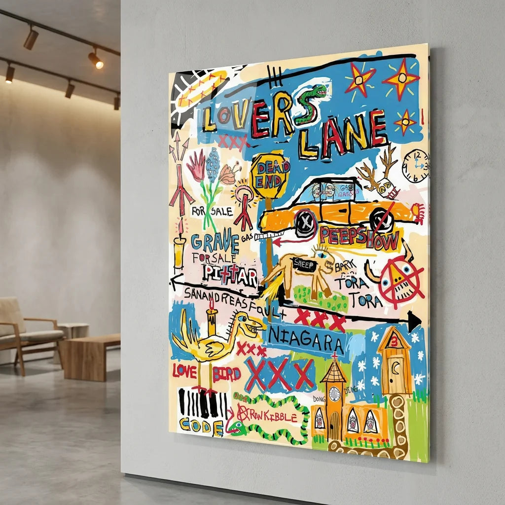 Tableau Basquiat Rêves Urbains - 40x60cm / Plexiglas - Tableau Basquiat