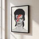 Portrait David Bowie sur cadre flottant noir, décoration murale élégante