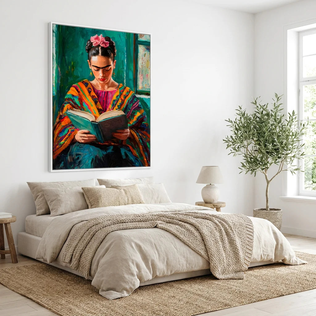 Portrait artistique Frida Kahlo avec livre