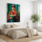 Portrait artistique Frida Kahlo avec livre