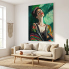 Portrait artistique Frida Kahlo moderne aux couleurs vibrantes