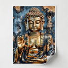 Portrait artistique de Bouddha doré moderne pour décoration murale zen et contemporaine.