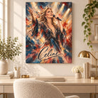 Portrait coloré de Céline Dion sur scène