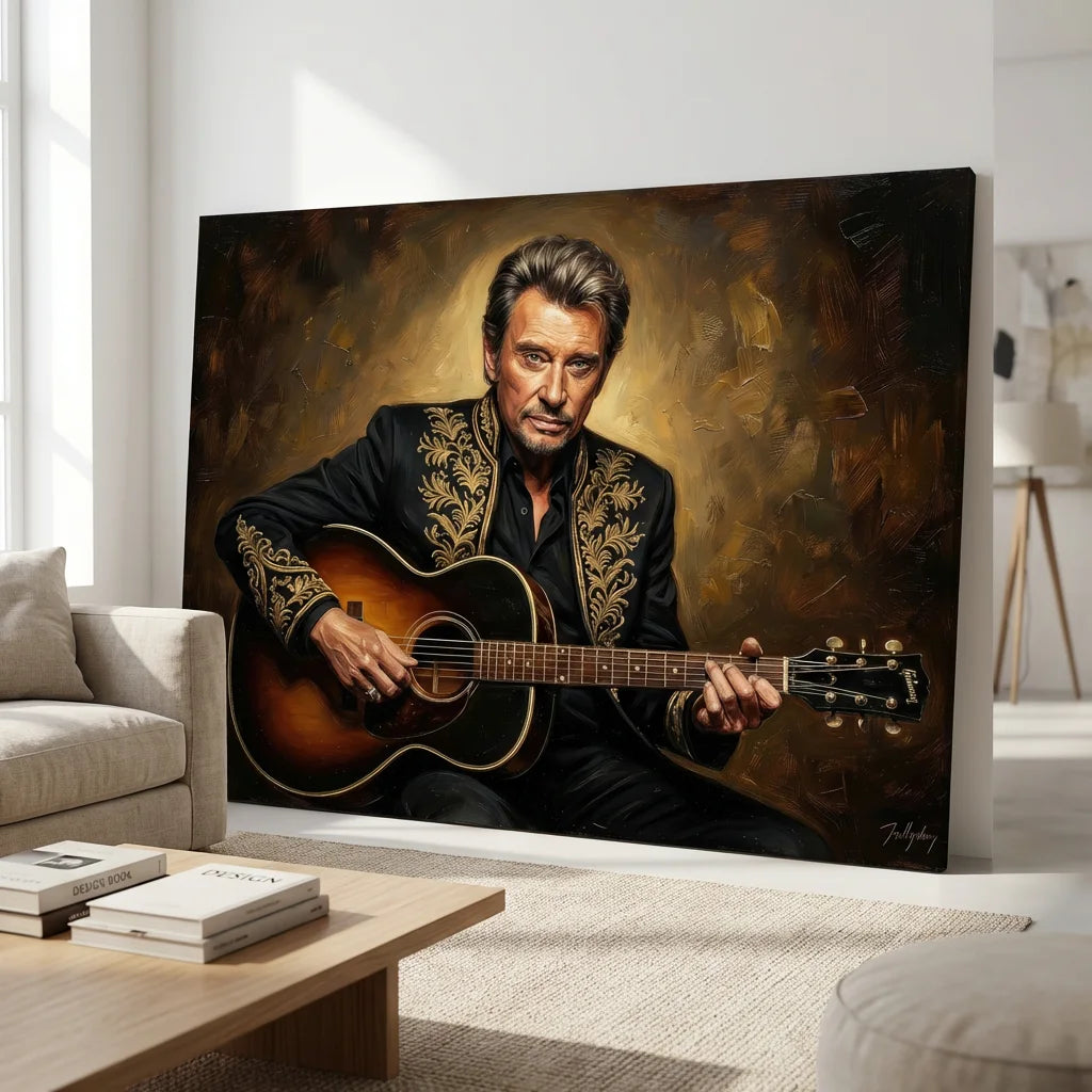 toile murale johnny hallyday effet peinture