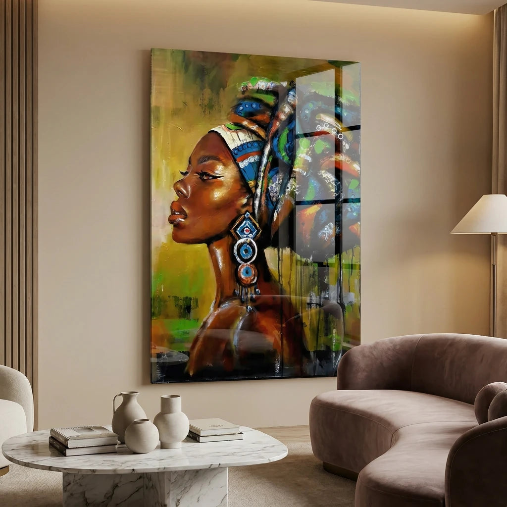 Tableau Afrique Femme du Pays portrait africain coloré