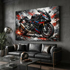 Tableau BMW S1000RR représentant une moto sportive dans un style moderne et dynamique.