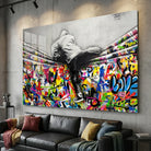 Tableau Banksy Le Mur style art urbain moderne