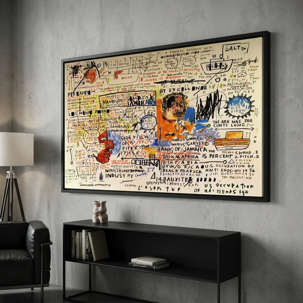Tableau Basquiat 50 cent Piece 1983 style art brut contemporain