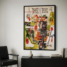 Tableau art brut Basquiat After Puno aux tons vert rouge et noir
