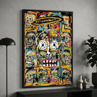 Tableau Basquiat Chaos des Crânes Célestes avec crânes graphiques