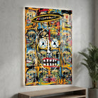 Tableau Basquiat Chaos des Crânes Célestes style art brut coloré