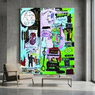 Tableau Basquiat In Italia avec textes et symboles urbains