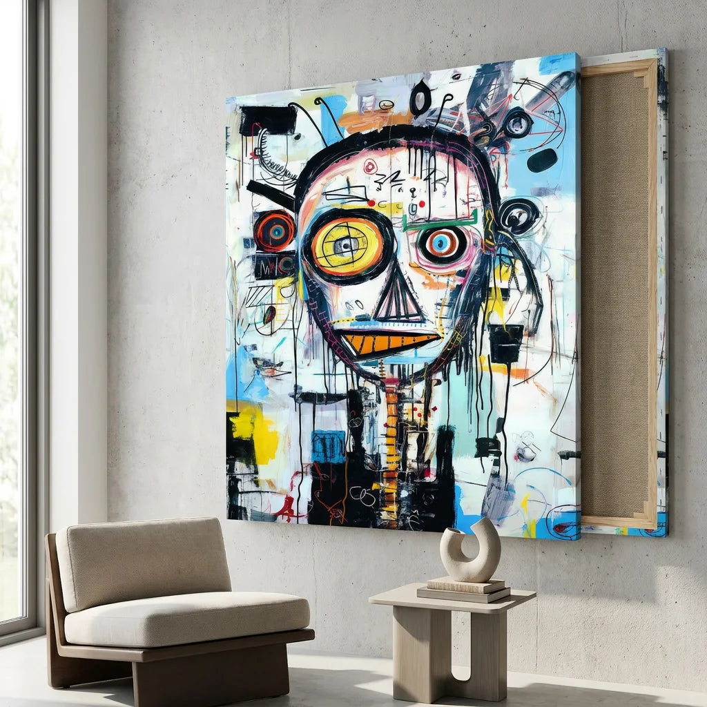 Tableau Basquiat L’Art de la Folie style art brut contemporain
