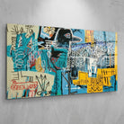 Tableau Basquiat Oiseau D’argent avec oiseau noir graphique