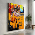 Tableau Basquiat Orange Sports Figure avec fond orange intense