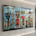 Tableau Basquiat Tribal Children avec personnages tribaux colorés