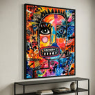 Tableau Basquiat Urban Mask avec visage abstrait graphique