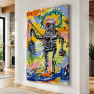 Tableau Basquiat Warrior dans un salon moderne – décoration murale art urbain