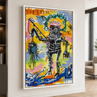 Tableau Basquiat Warrior dans une entrée contemporaine – street art coloré