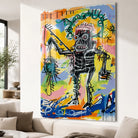 Tableau Basquiat Warrior en Plexiglas brillant – œuvre urbaine aux couleurs vives