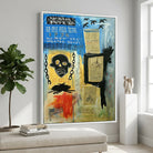 Tableau Basquiat avec message social et composition expressive
