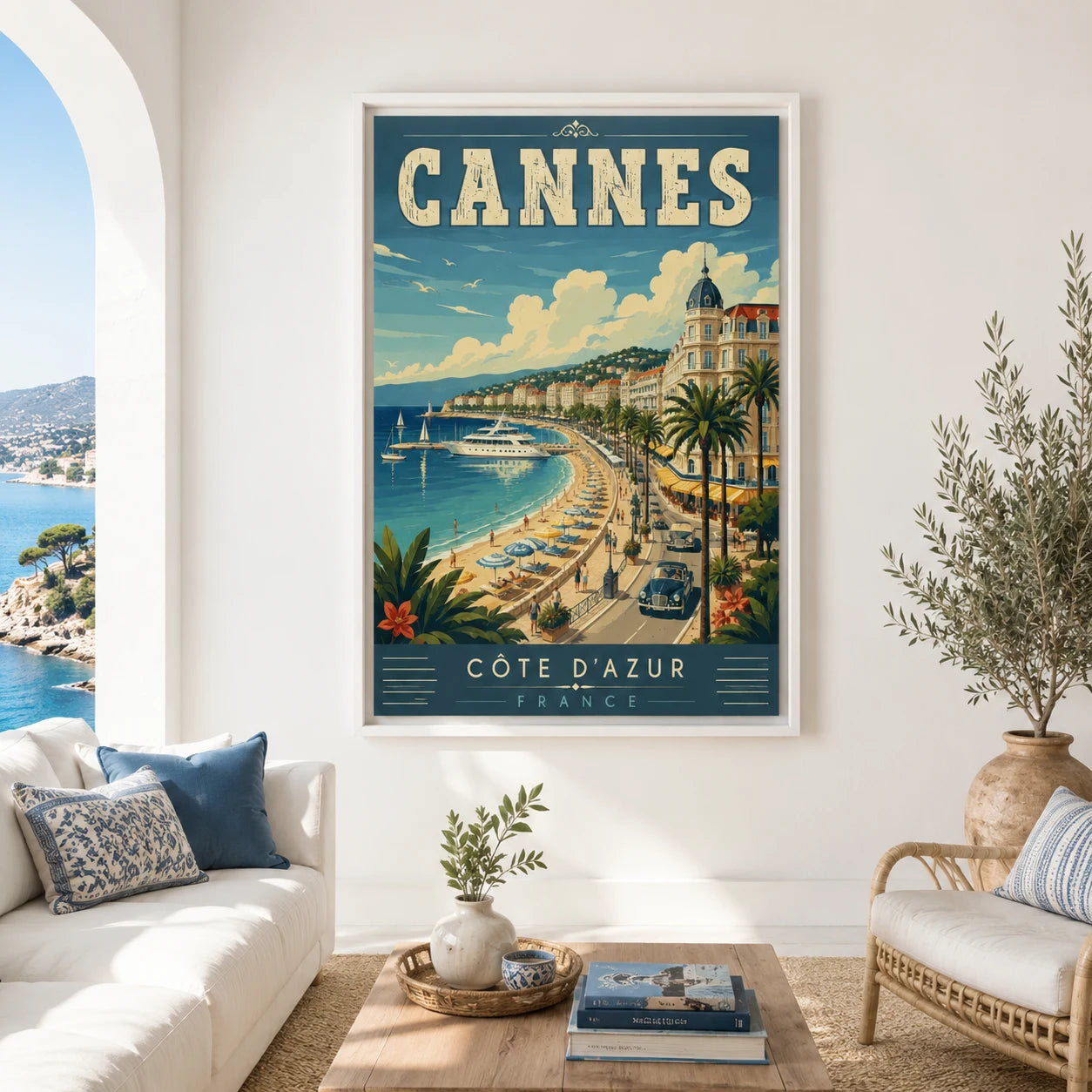 Tableau Cannes Côte d’Azur avec cadre blanc