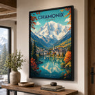 Tableau Chamonix Mont Blanc avec caisse américaine noire