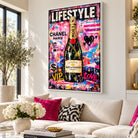 Tableau Champagne Street Art pour salon contemporain ou bar