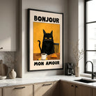 Tableau Chat Noir Bonjour Mon Amour