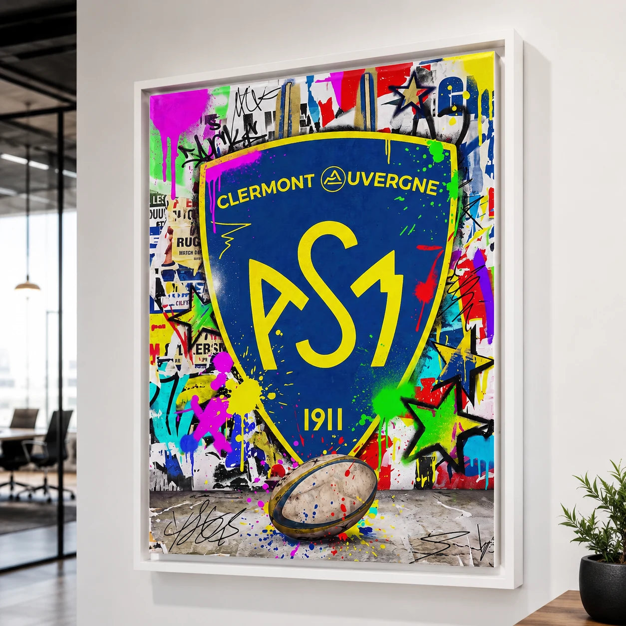 Tableau Clermont Auvergne Rugby avec ballon