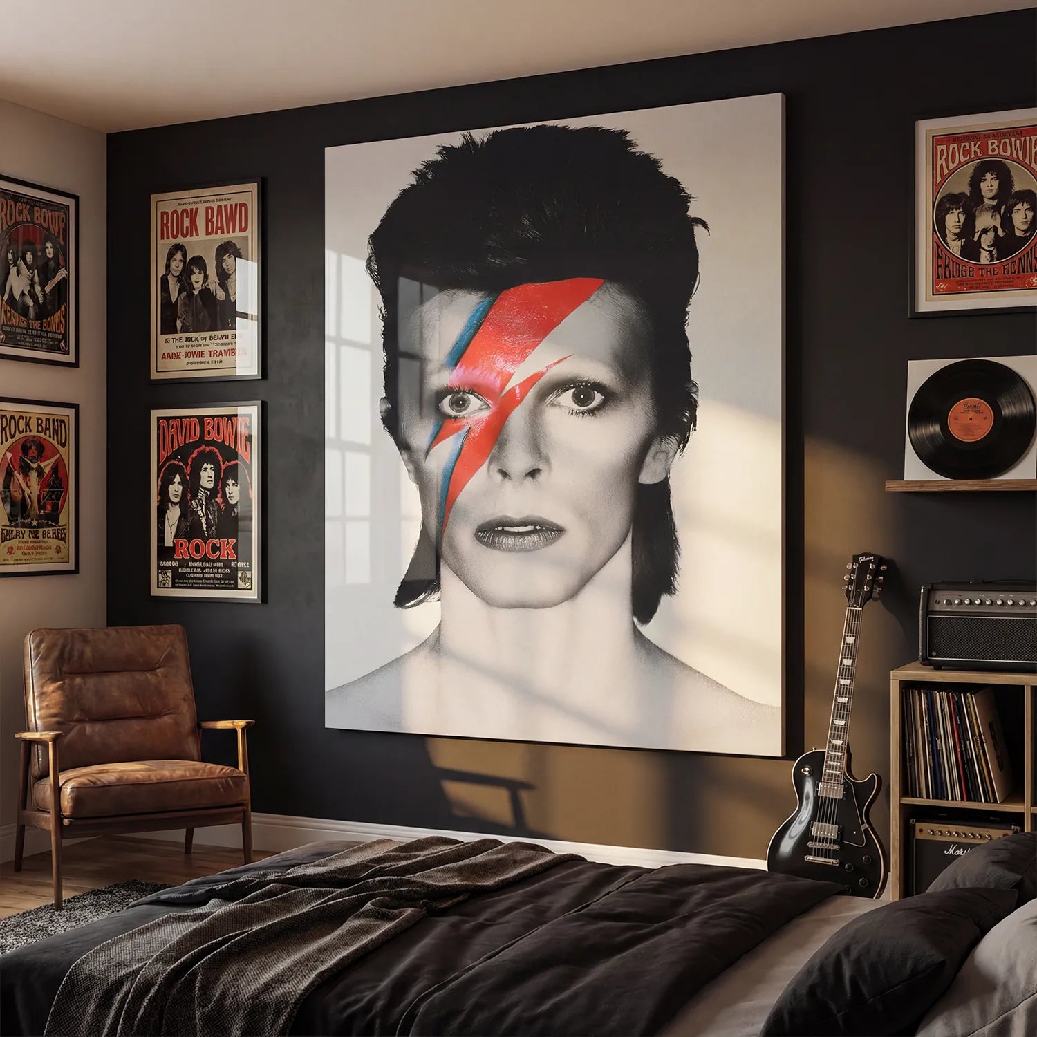 Tableau David Bowie Portrait Noir et Blanc – Illustration iconique pour décoration murale