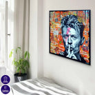 Tableau David Bowie Street Art avec cadre flottant noir – finition premium moderne