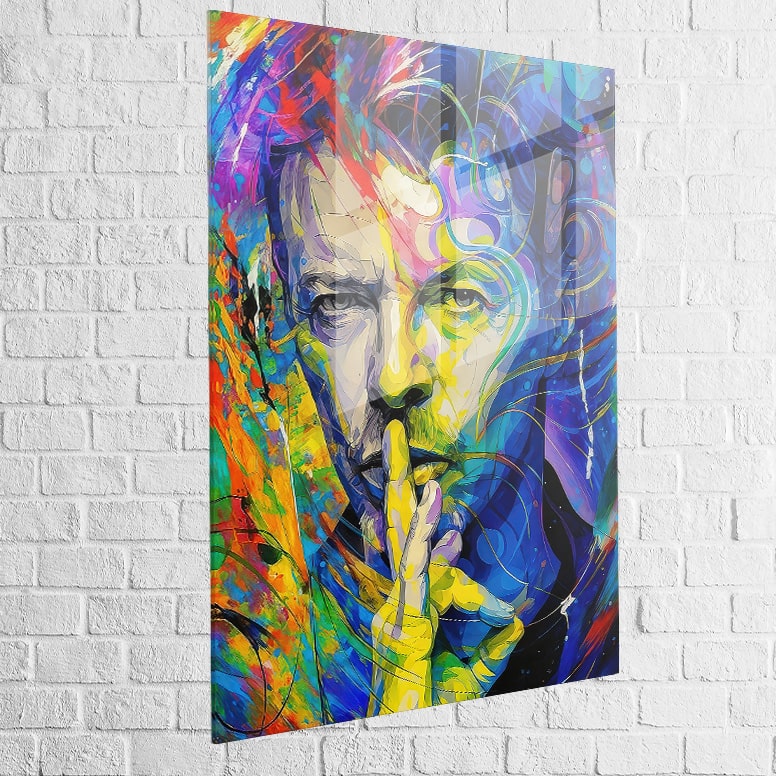 Tableau David Bowie pop art en plexiglas, brillance contemporaine
