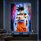 Tableau Dragon Ball Goku Painting avec aura bleue lumineuse