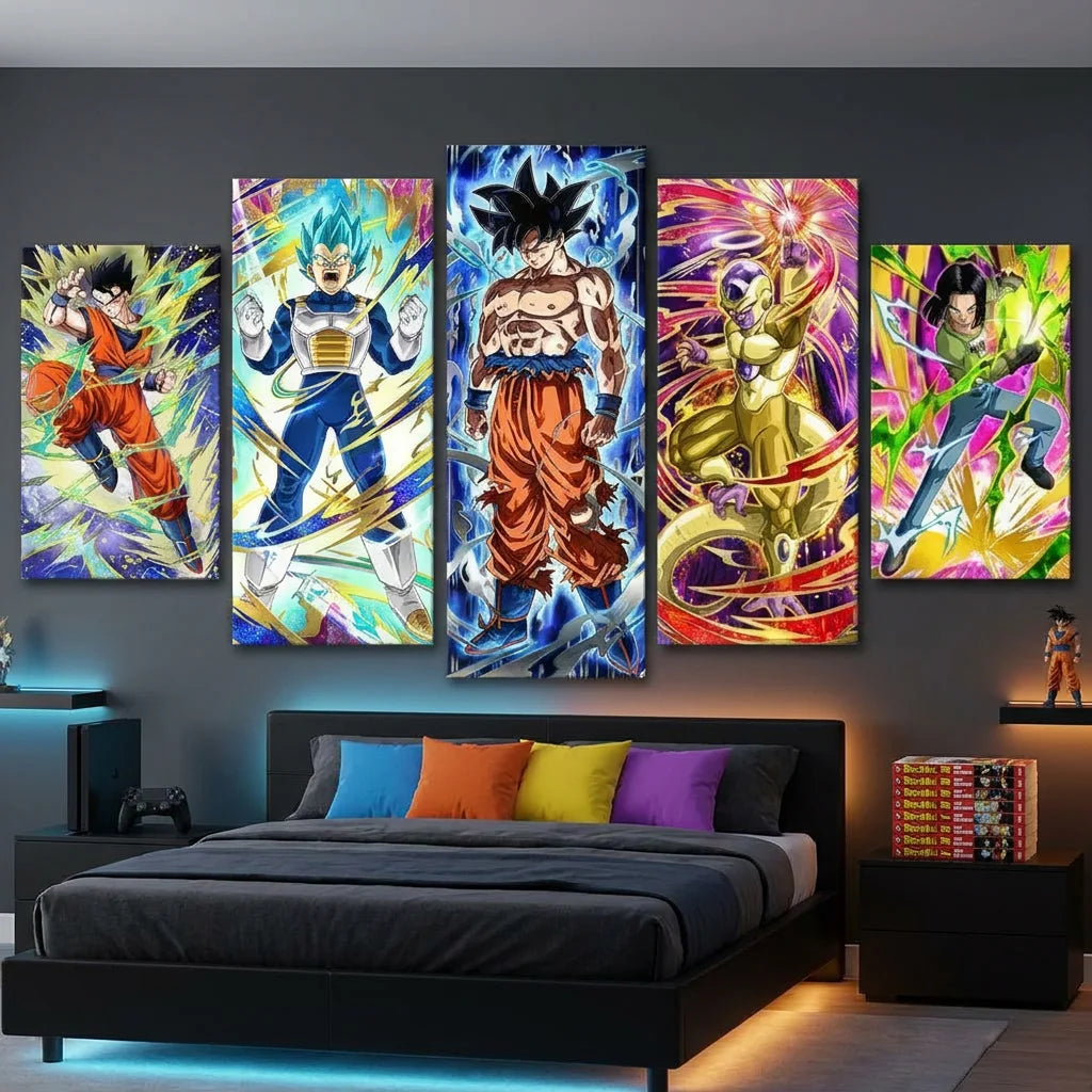 Tableau Dragon Ball Les Personnages en 5 panneaux