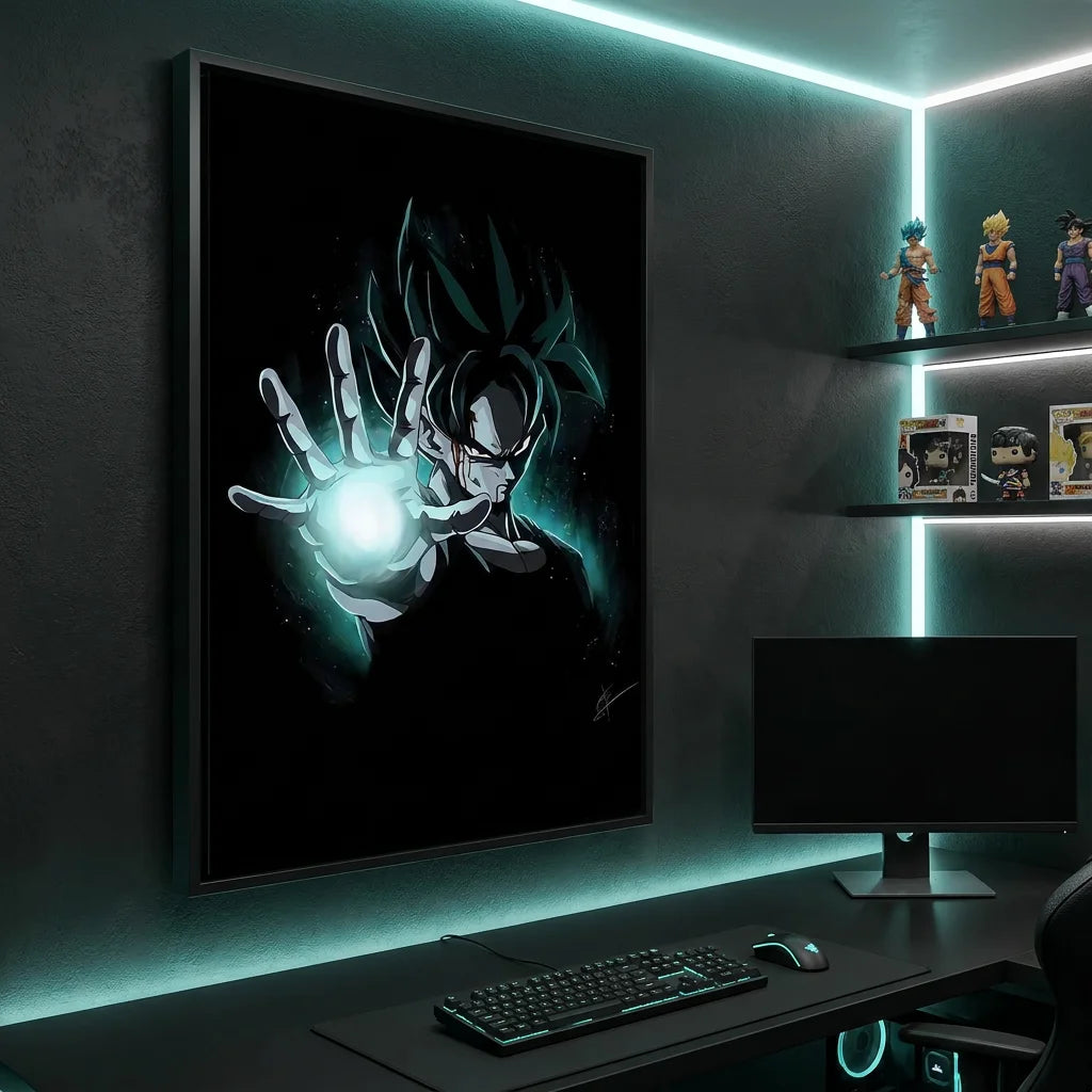 Tableau Dragon Ball Sangoku avec énergie lumineuse