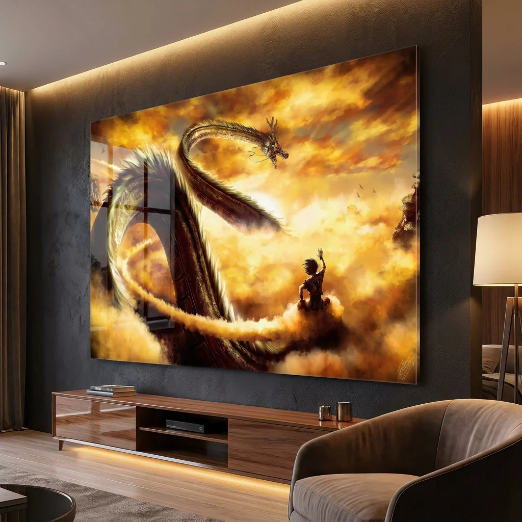 Tableau Dragon Ball Sheeron ambiance fantasy dorée