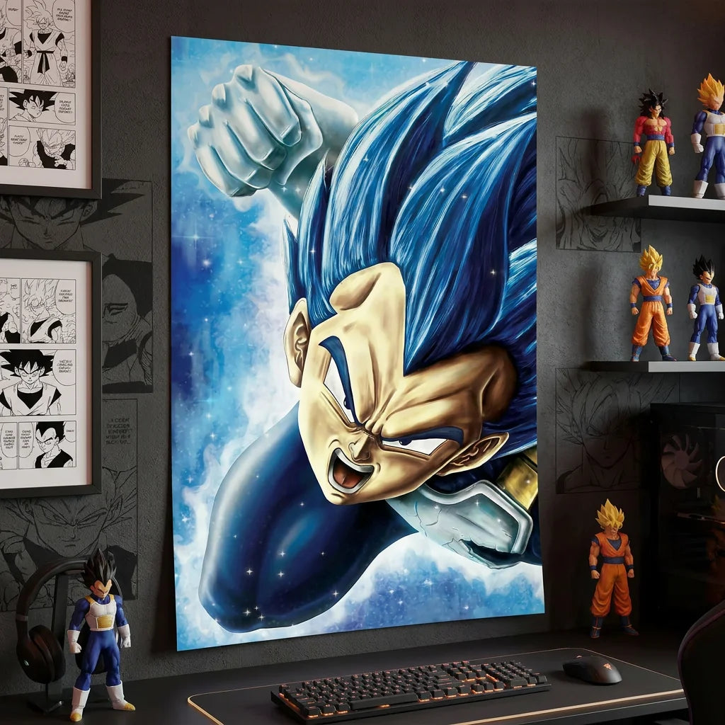 Tableau Dragon Ball bleu turquoise pour bureau gaming